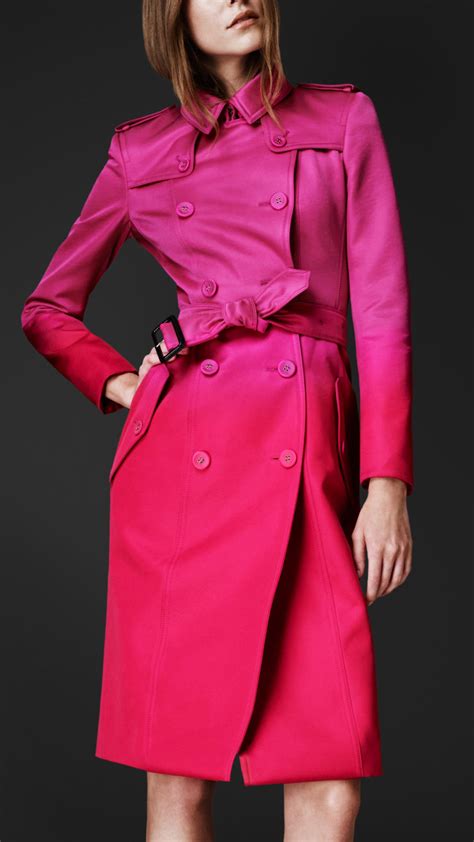 burberry womens pink double-breasted degrade trench coat|burberry trench coat outlet.